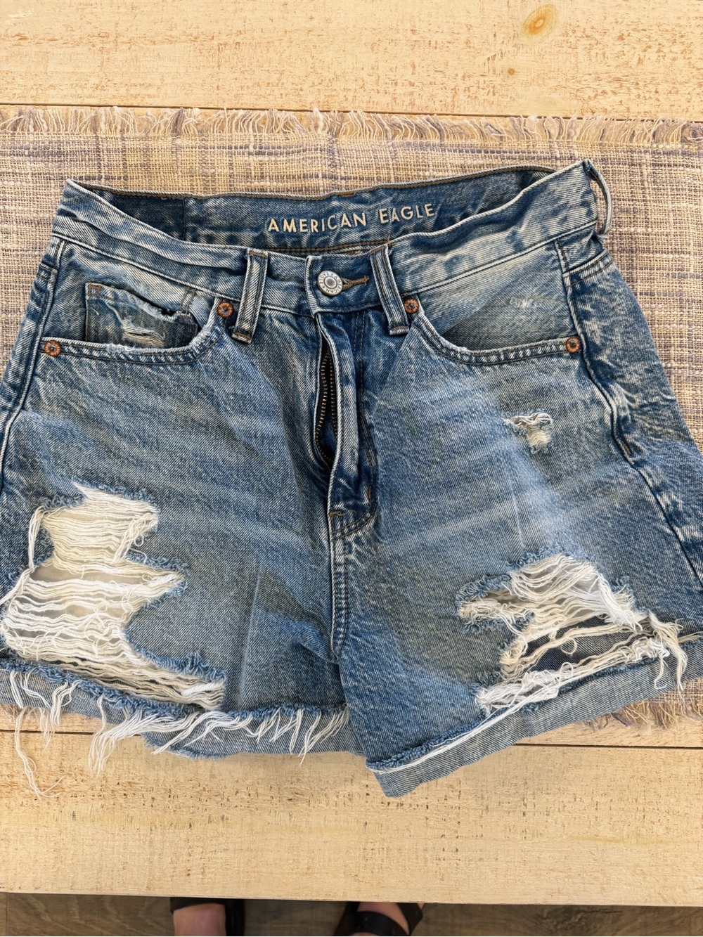 American Eagle Outfitters Distressed Blue Denim Jean Shorts